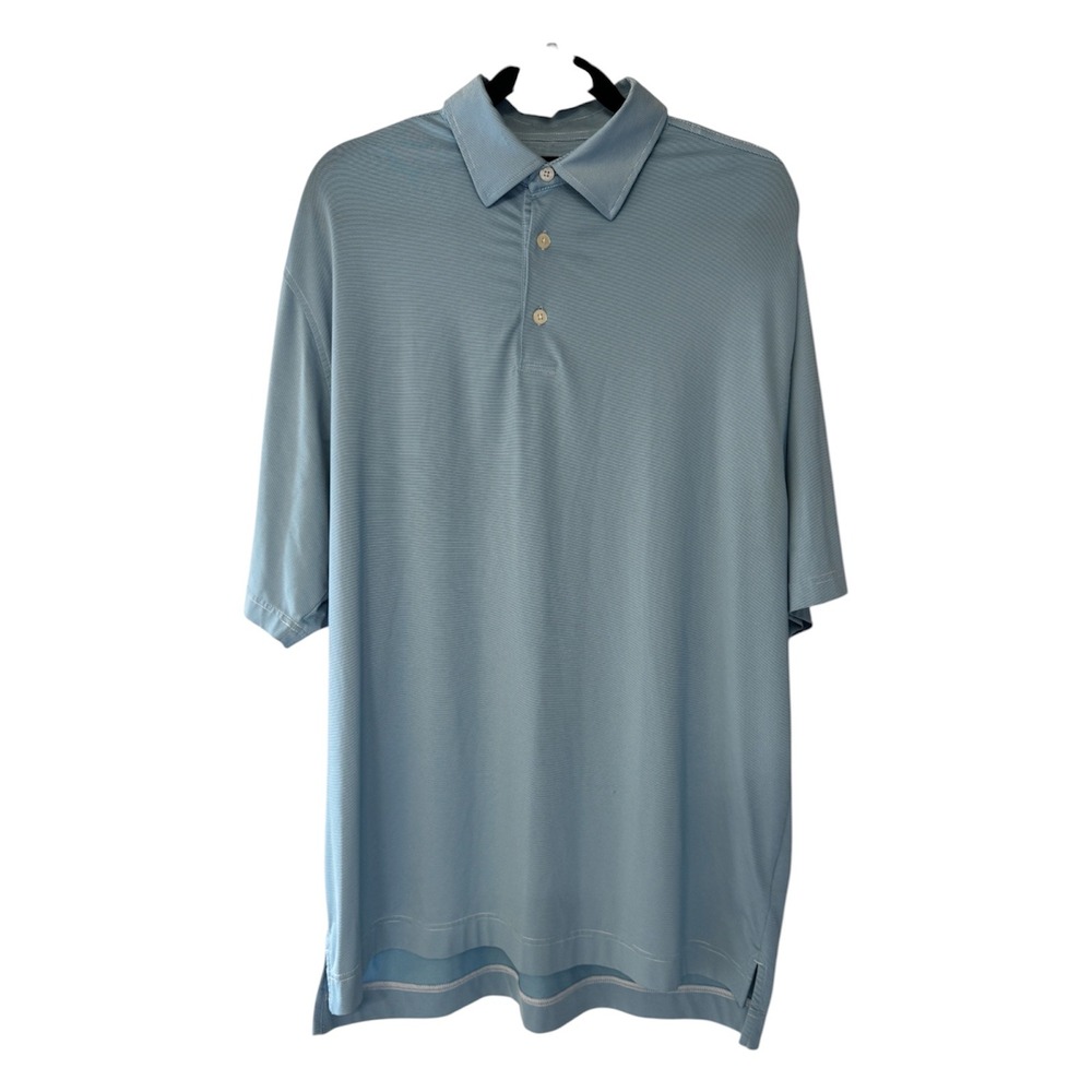 FootJoy Men's XL Blue Micro Stripe Golf Polo Short Sleeve Performance Shirt